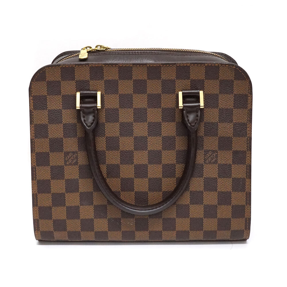 Louis Vuitton Triana Top Handle Bag Damier Canvas Leather Brown